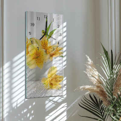 Rektangulært vægur Gule blomster
