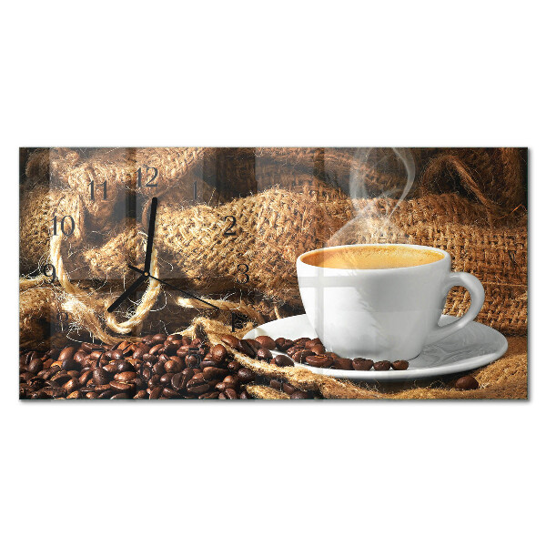 Vandret glas vægur Kaffebønner