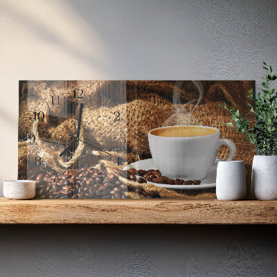 Vandret glas vægur Kaffebønner