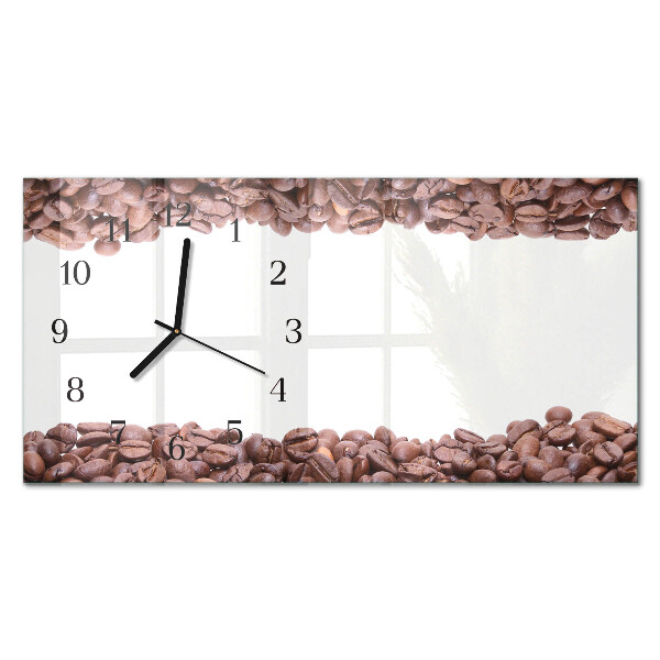 Rektangulært glas vægur Kaffebønner