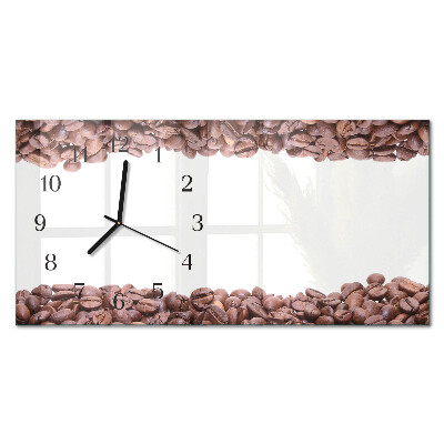 Rektangulært glas vægur Kaffebønner