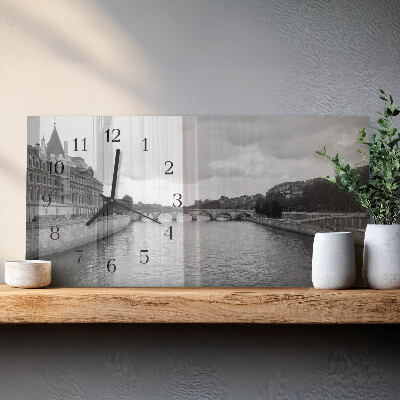 Vandret glas vægur Parisiske broer