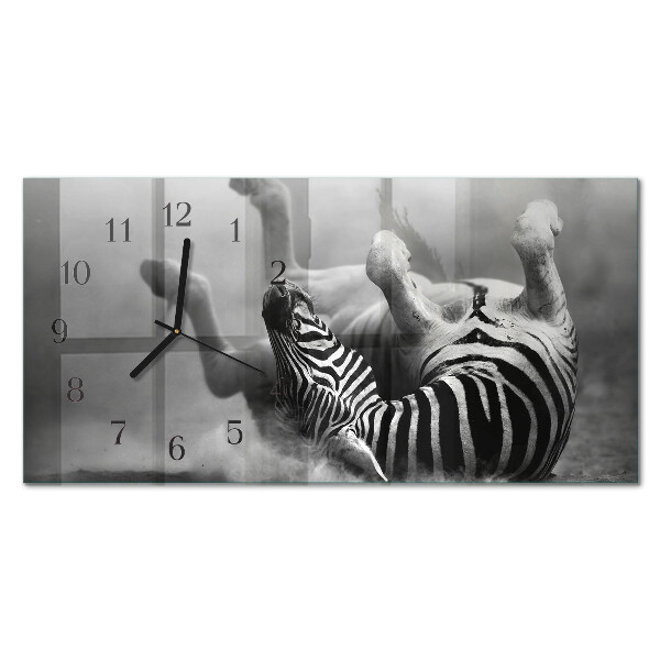 Rektangulært glas vægur Afrikansk zebra