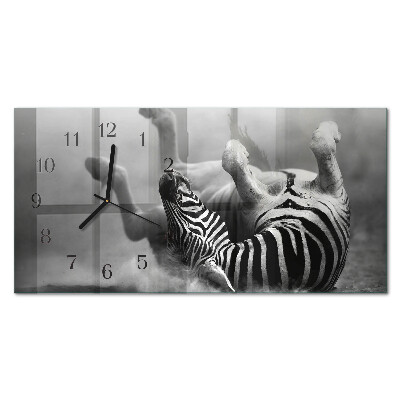 Rektangulært glas vægur Afrikansk zebra