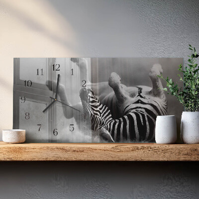 Rektangulært glas vægur Afrikansk zebra