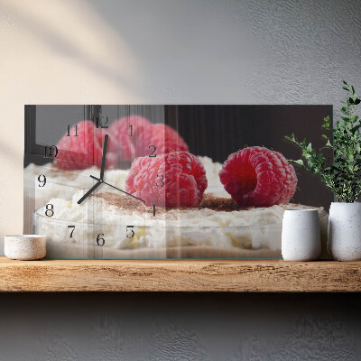 Rektangulært glas vægur Hindbærdessert