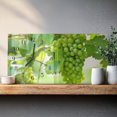Rektangulært glas vægur Klaser af druer