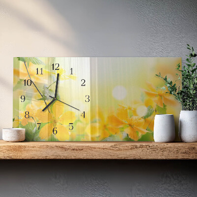 Vandret glas vægur Afskårne blomster