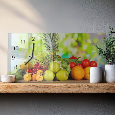 Vandret glas vægur Grøntsager og frugter