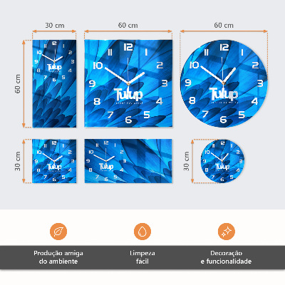 Rektangulært glas vægur Citron med mynte