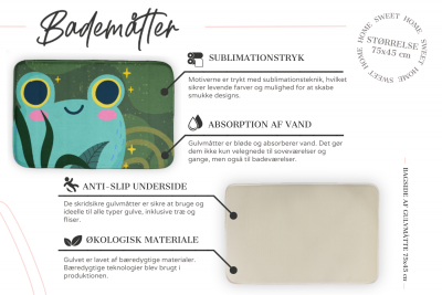 Funktioner af bademåtte i størrelse 70x45 cm