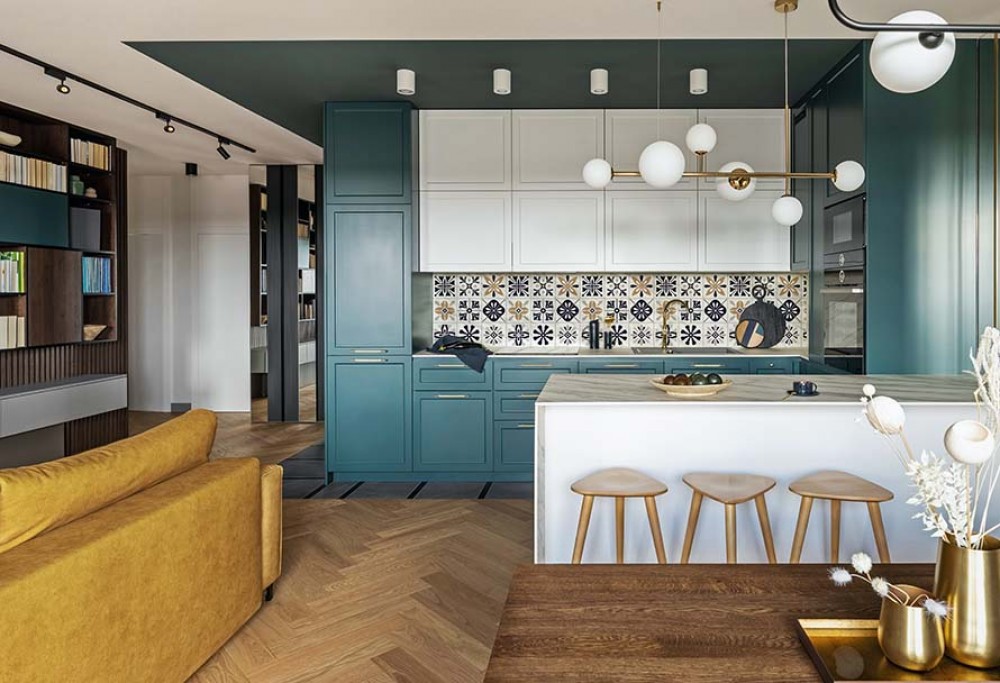 Åbent køkken med stue